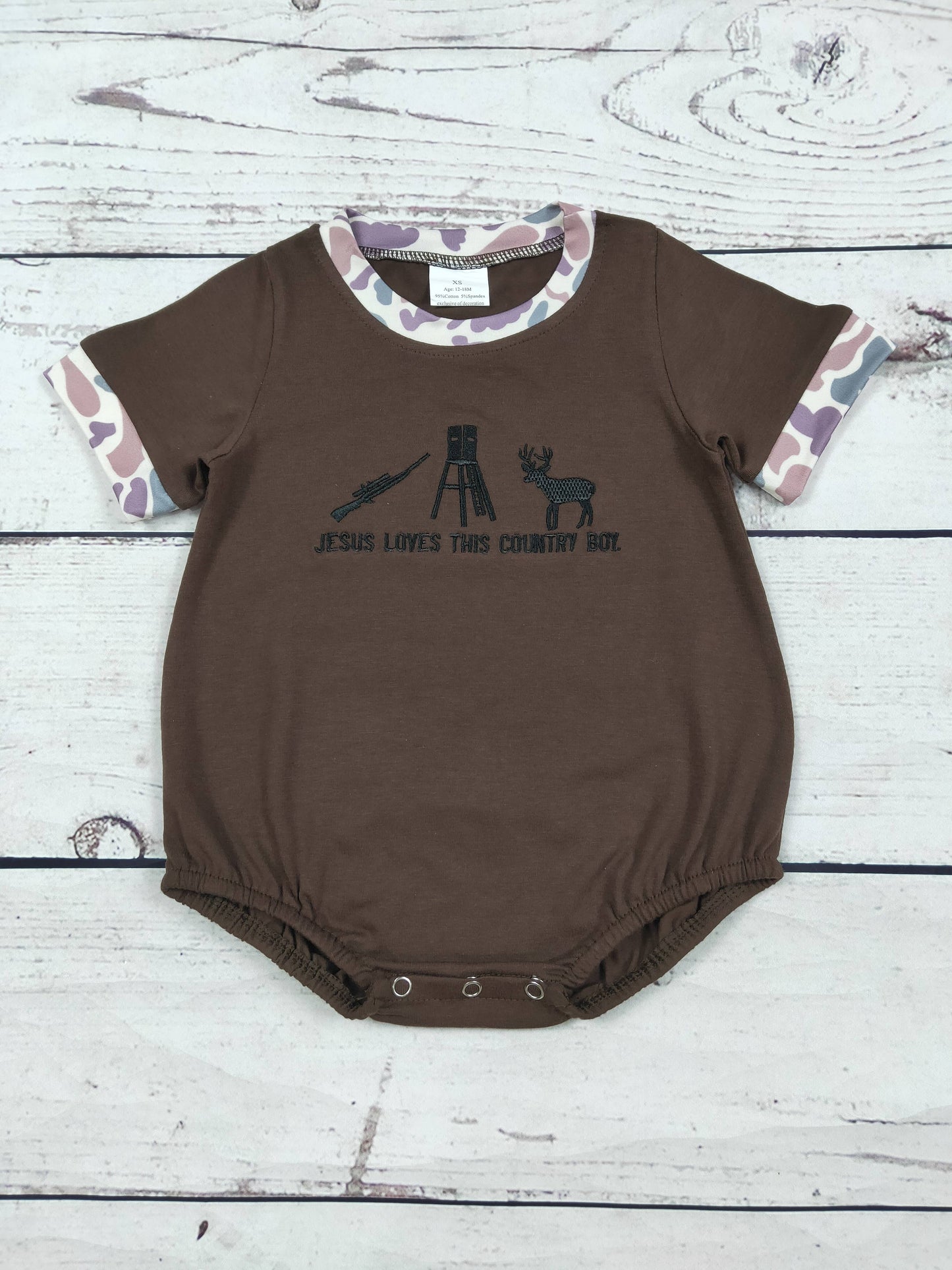 Jesus Loves This Country Boy Appliqué Bubble