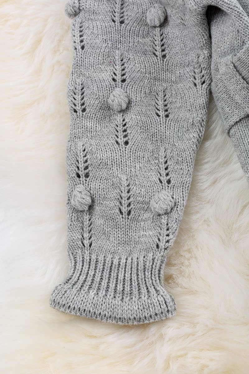GRAY KNIT LONG SLEEVE DRESS