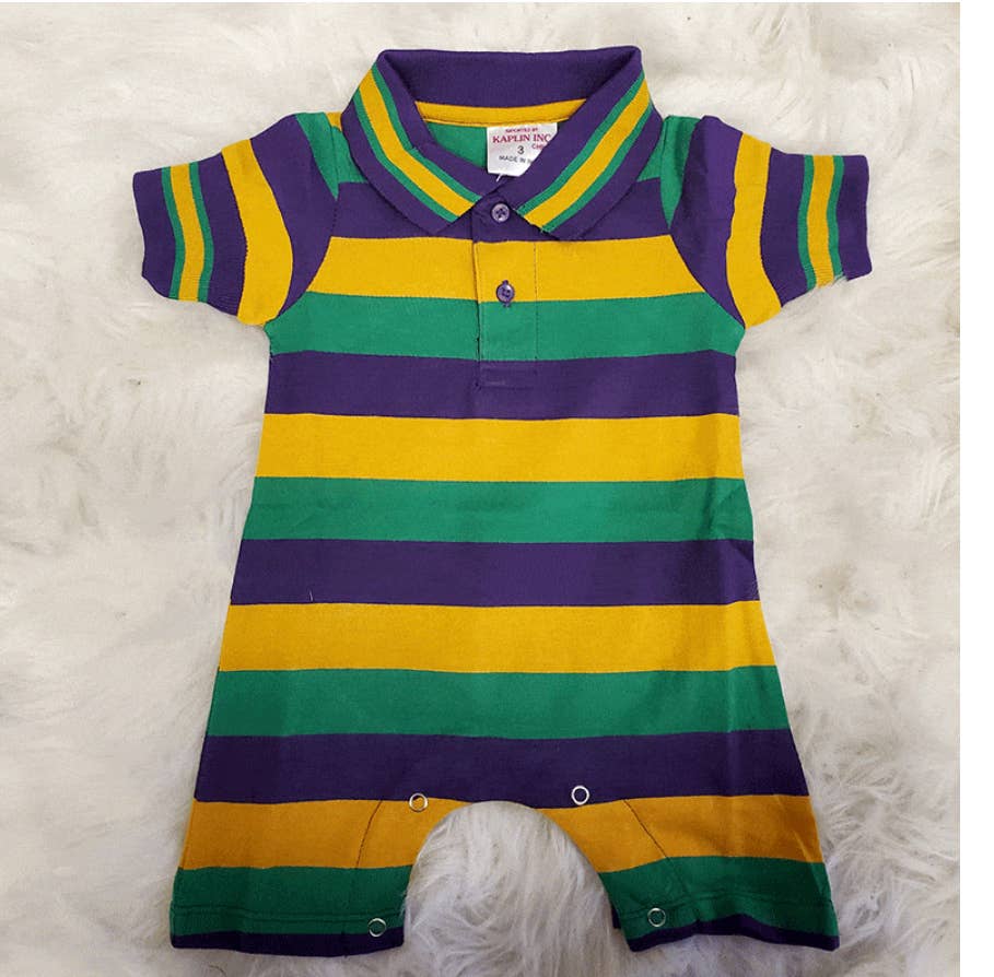 Mardi Gras Baby Romper # 112 (H): Infant 0-3 mos