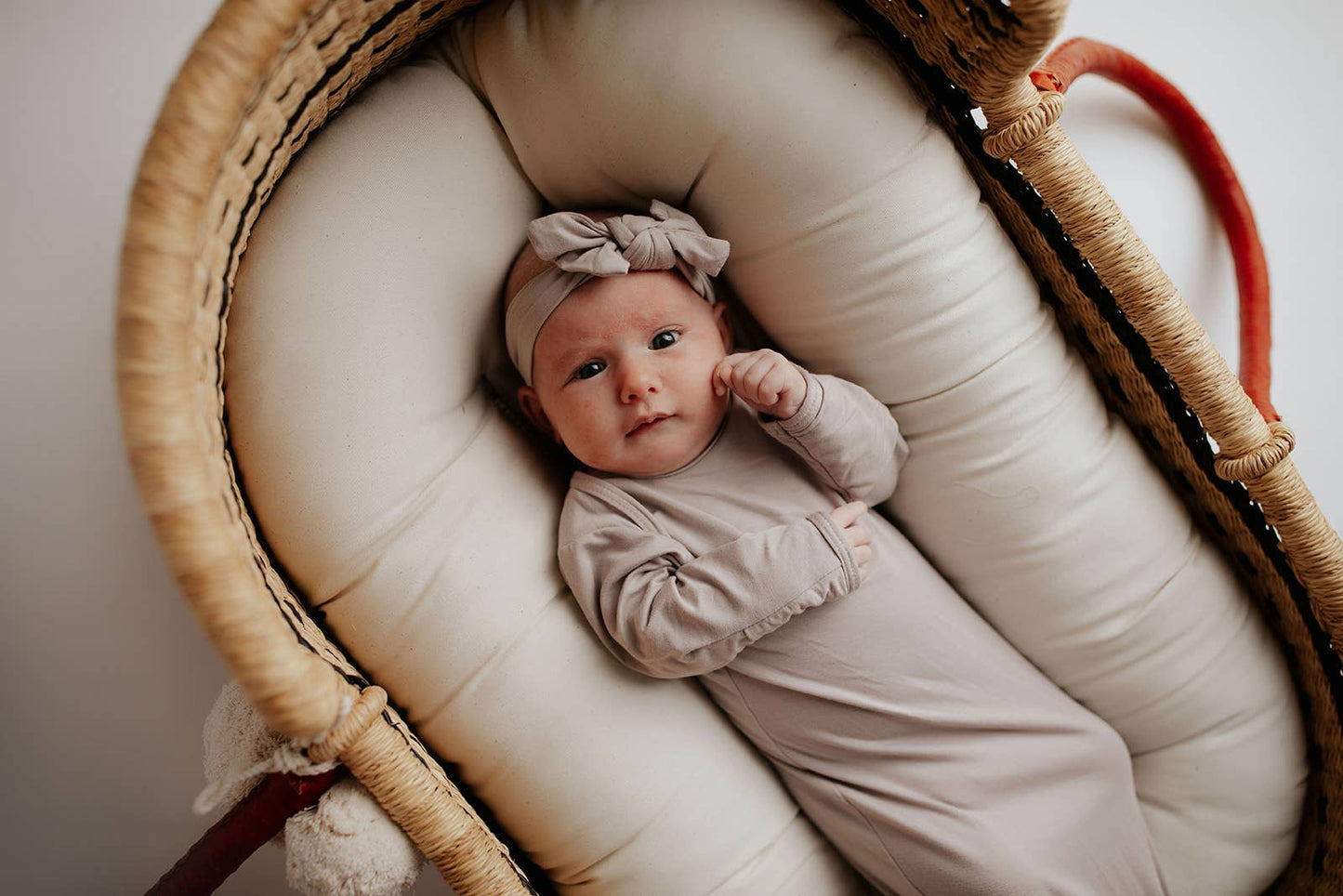 Harbor Mist Taupe Knotted Gown: Gown