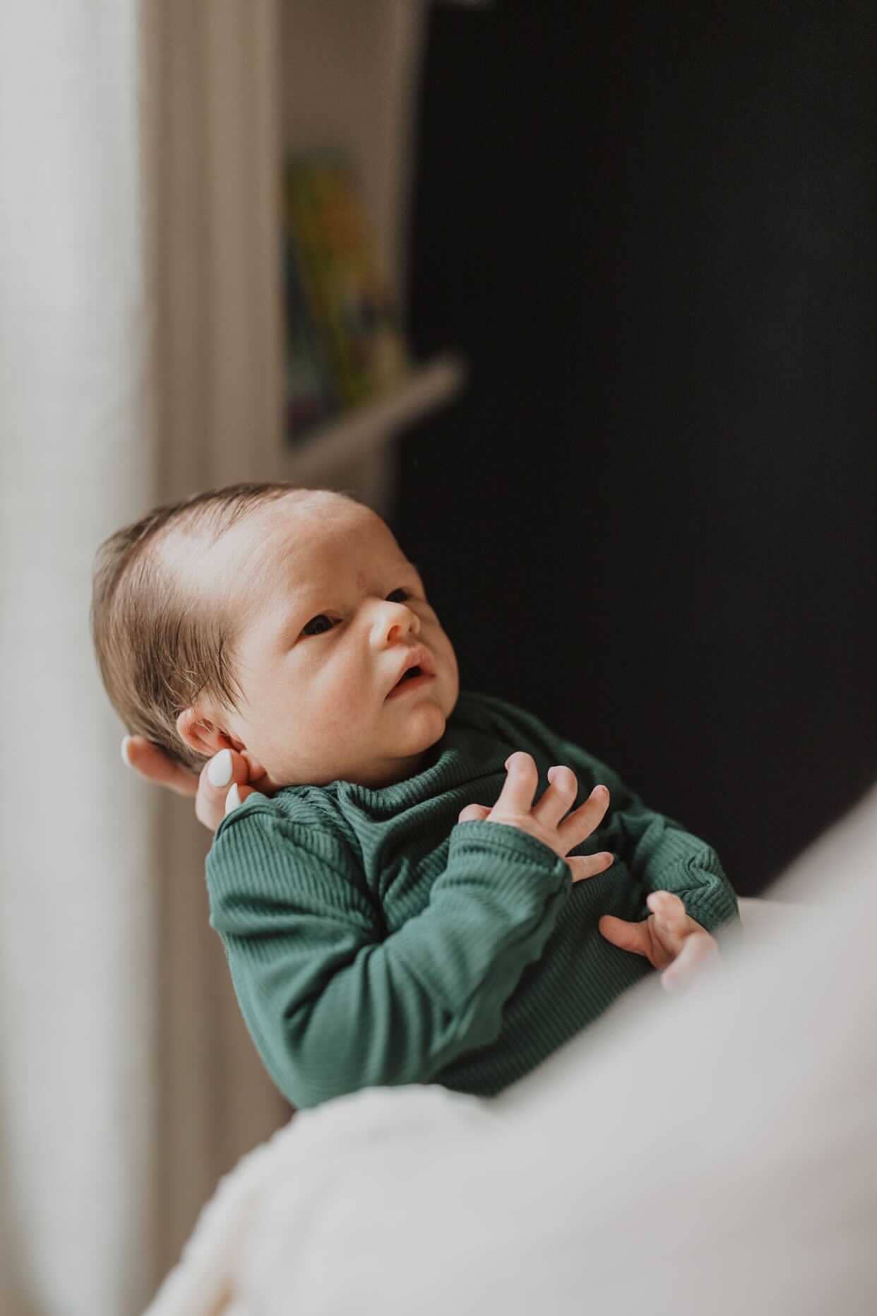 Forest Green Ribbed Knotted Newborn Baby Gown Sleepwear: Gown & Bow