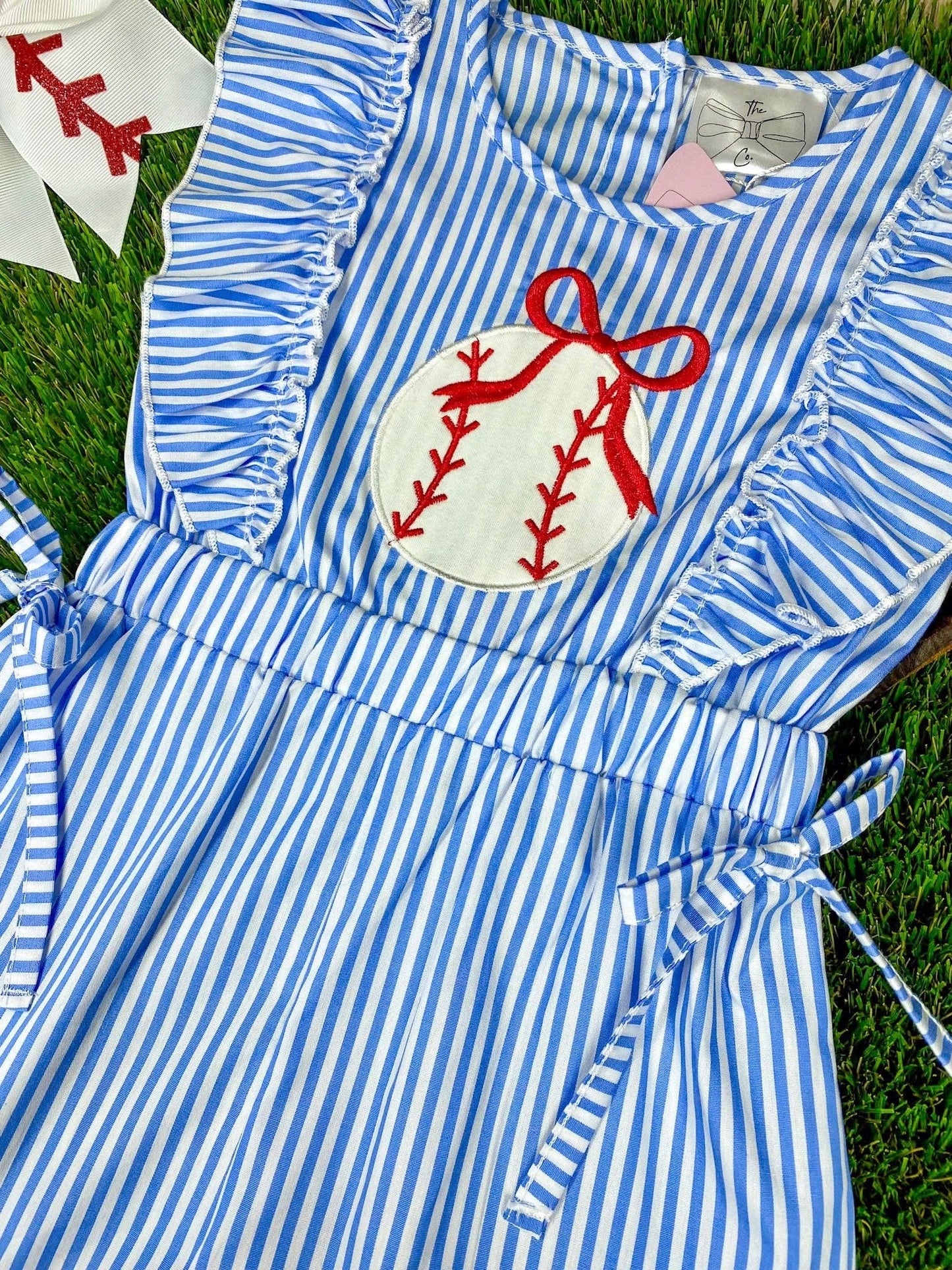 Baseball Bow Romper