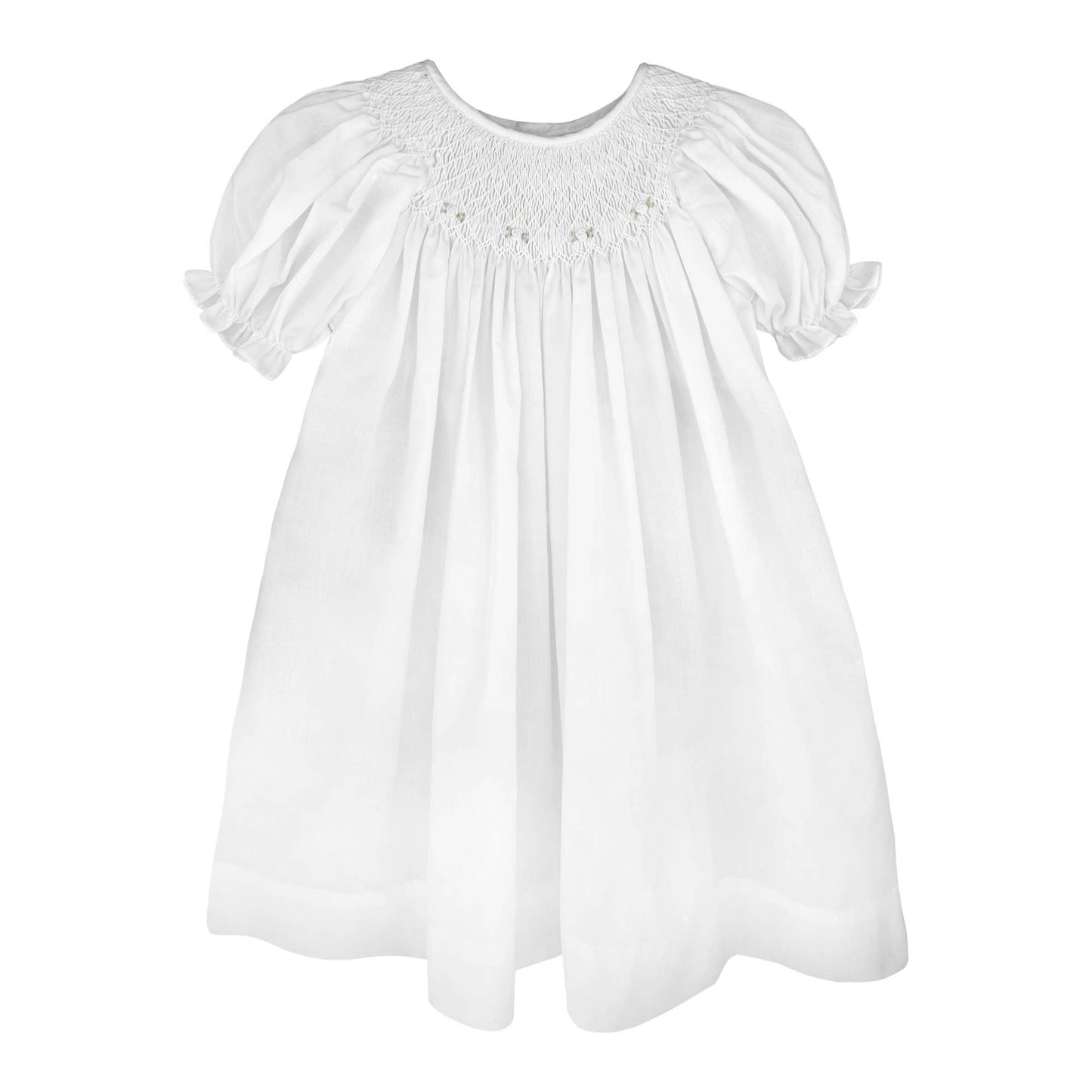 Smocked Daygown with Raglan Embroidery: White / 6 Month