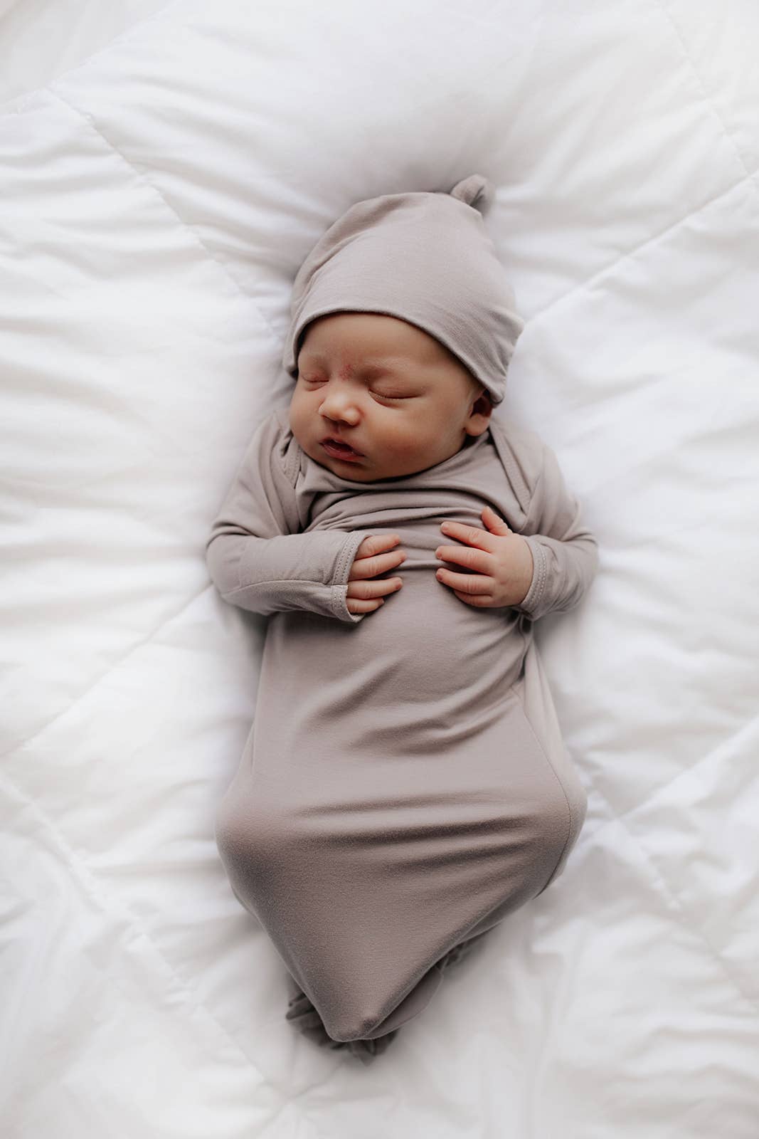 Harbor Mist Taupe Knotted Gown: Gown
