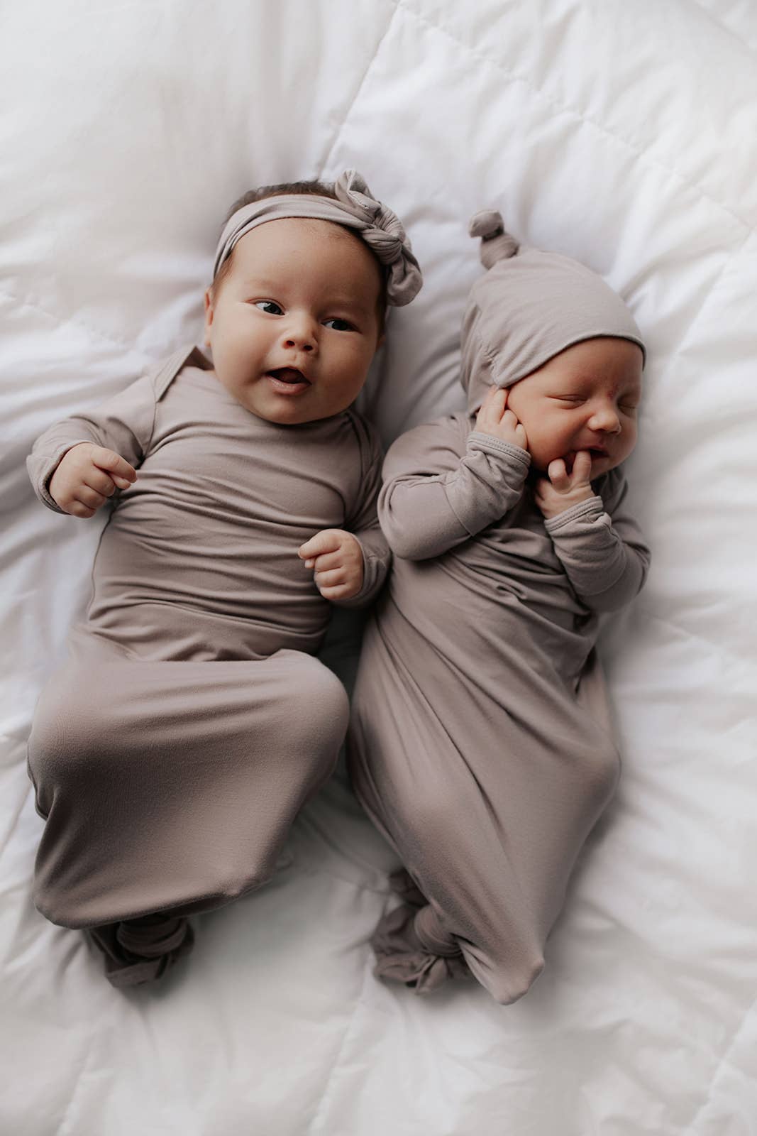 Harbor Mist Taupe Knotted Gown: Gown