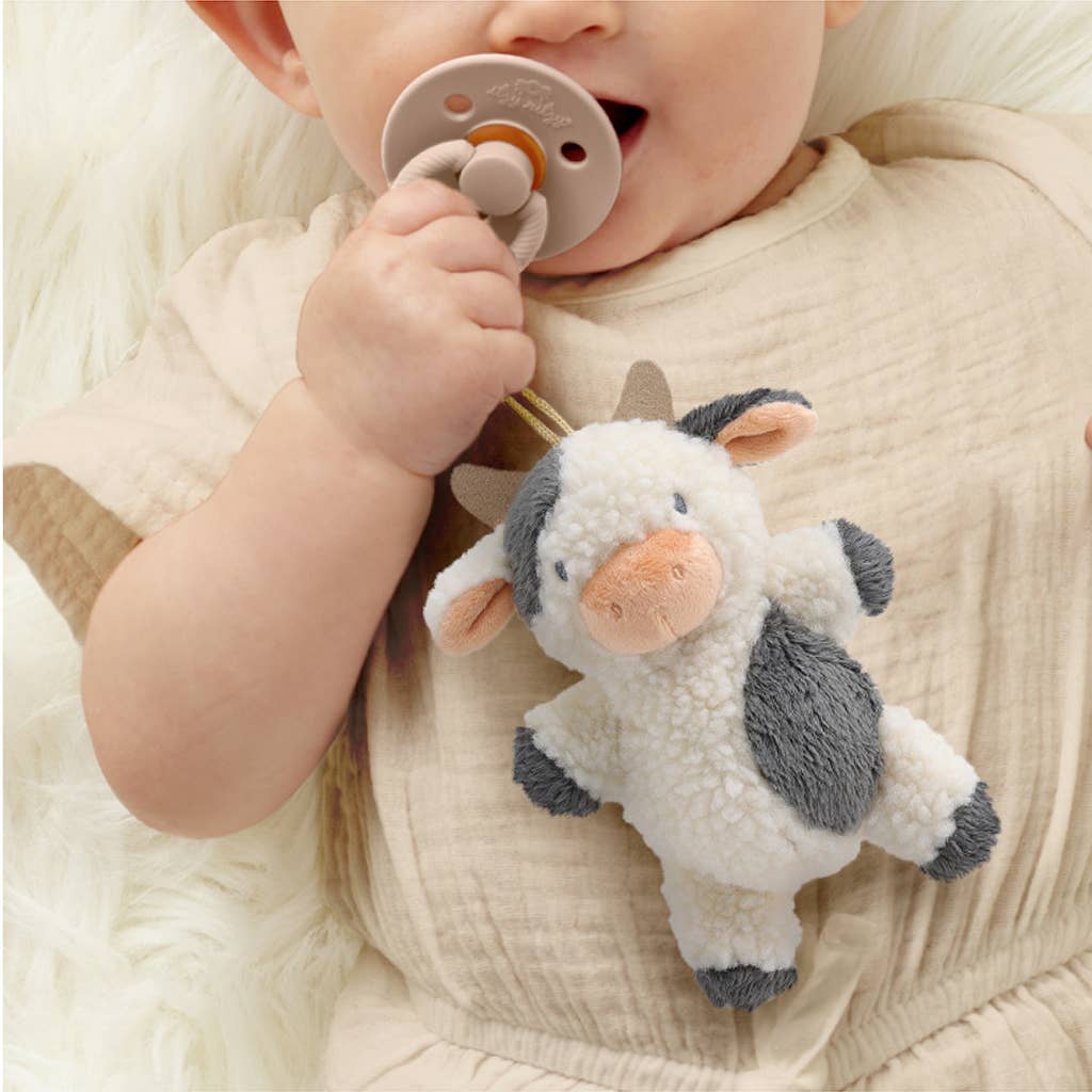 *NEW OPTIONS* Bitzy Pal Natural Rubber Pacifier & Plush: Cow