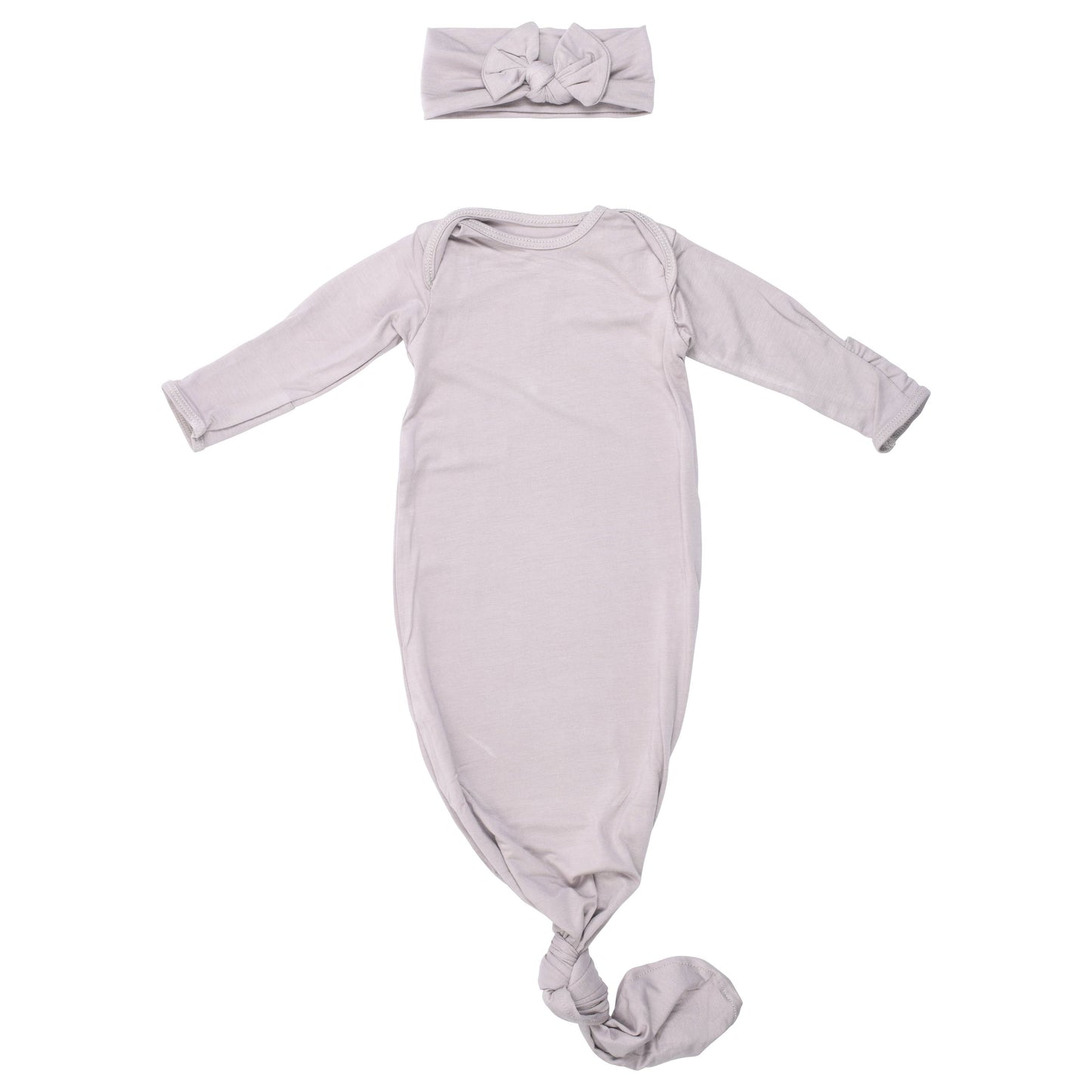 Harbor Mist Taupe Knotted Gown: Gown