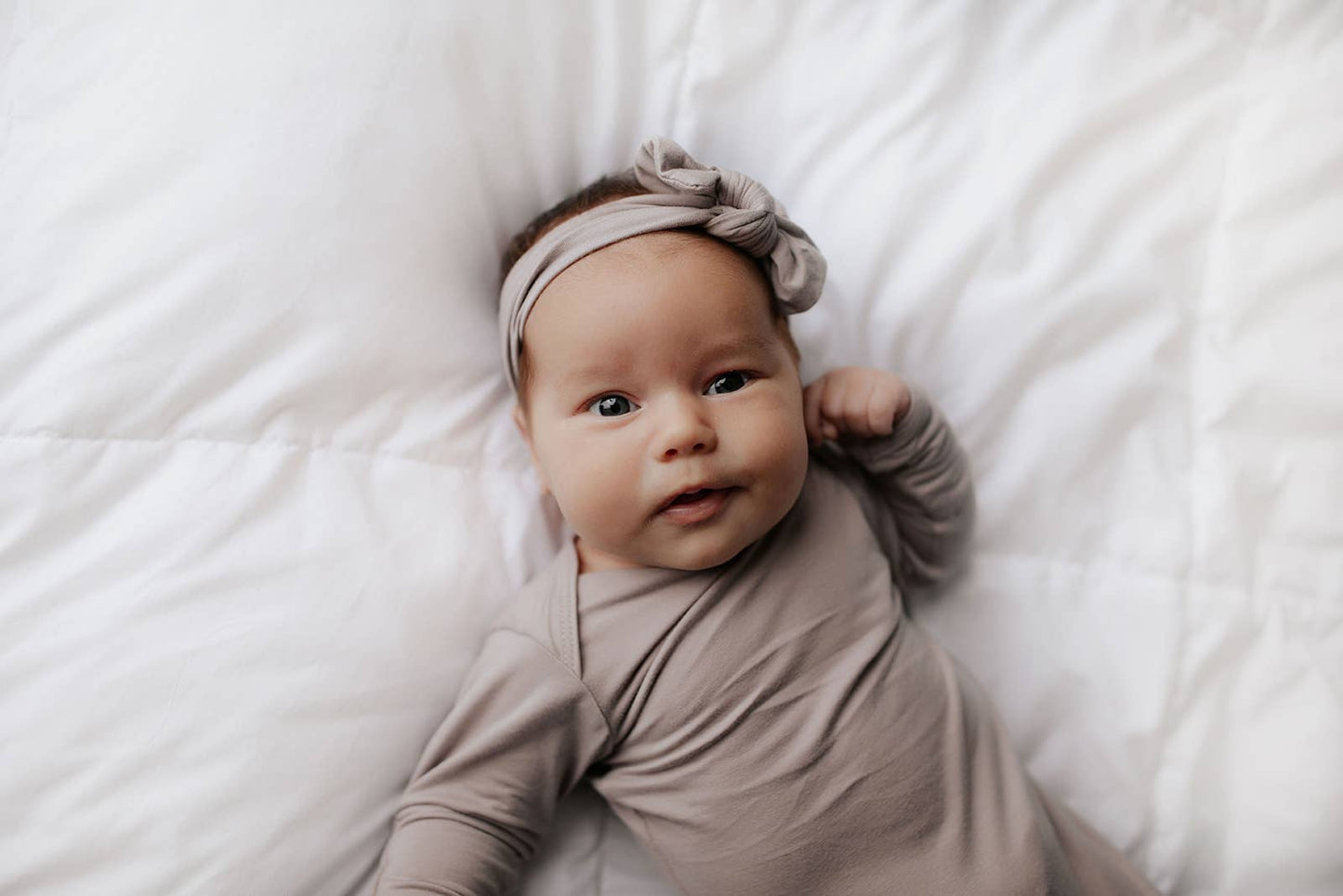 Harbor Mist Taupe Knotted Gown: Gown