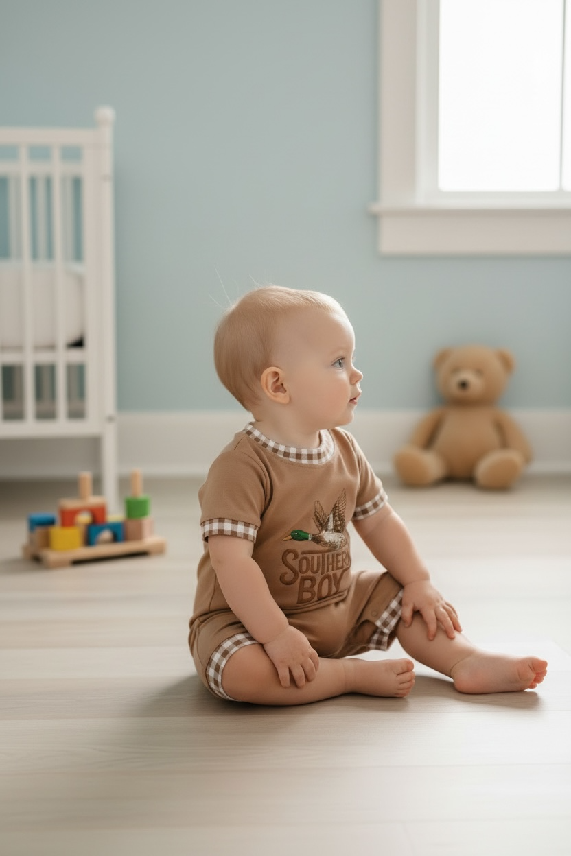 Southern Boy Mallard Applique Romper