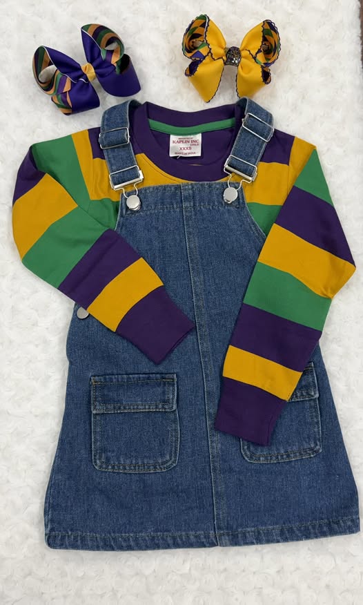 Kaplan Inc Traditional Mardi Gras Striped Crew Neck