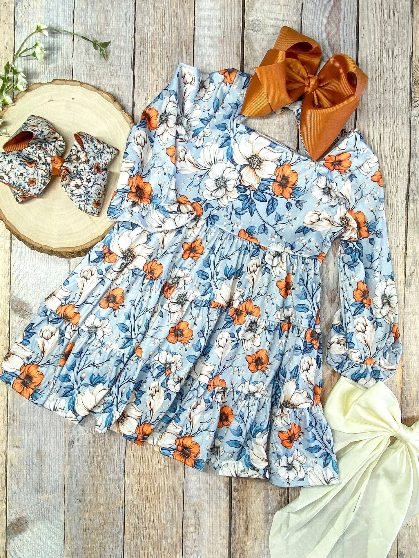 Autumn Whisper Tiered Twirl Dress: 2T
