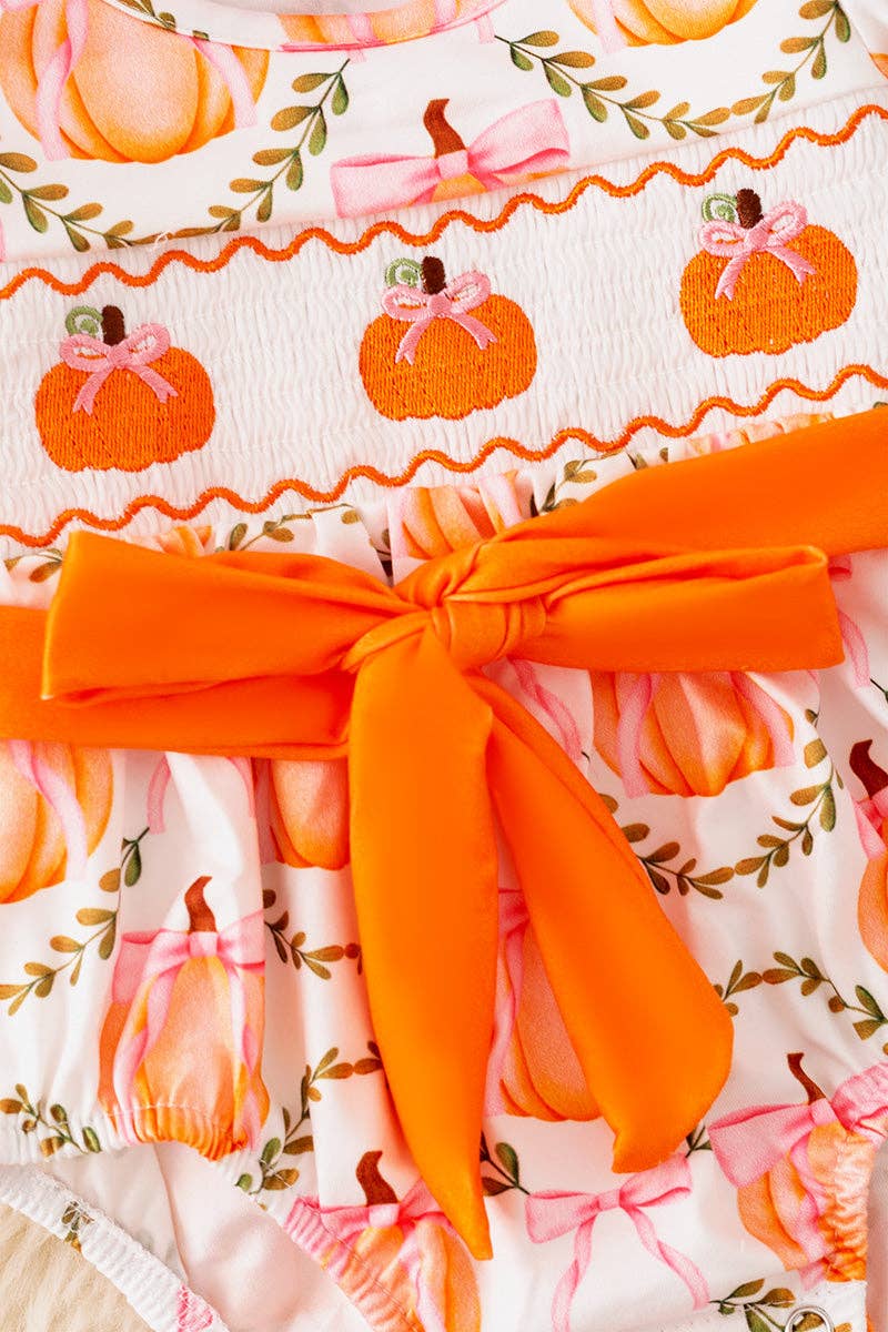 Grandmillenial Pumpkin smocked romper