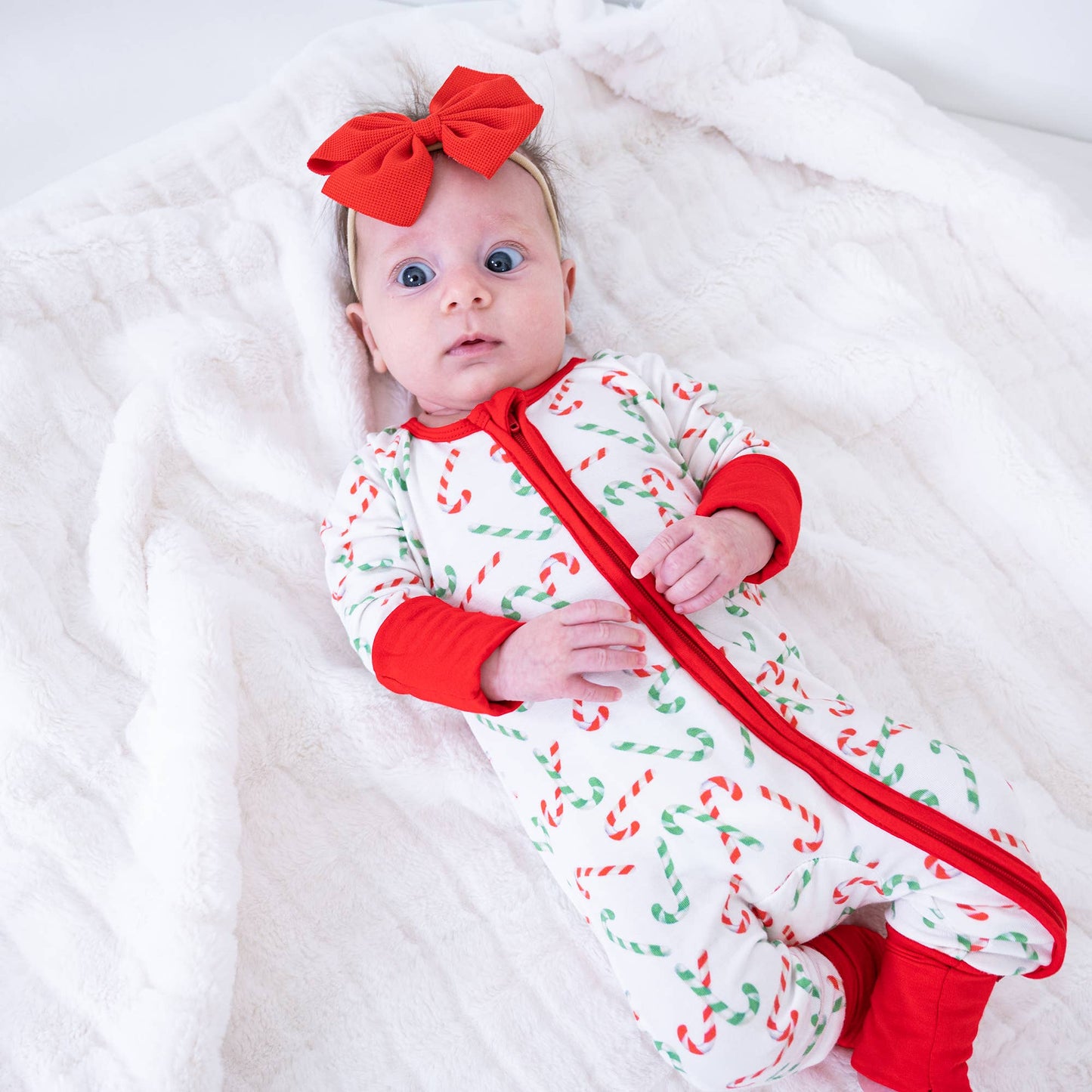 Candy Cane Christmas Holiday Baby Bamboo Pajamas: Newborn