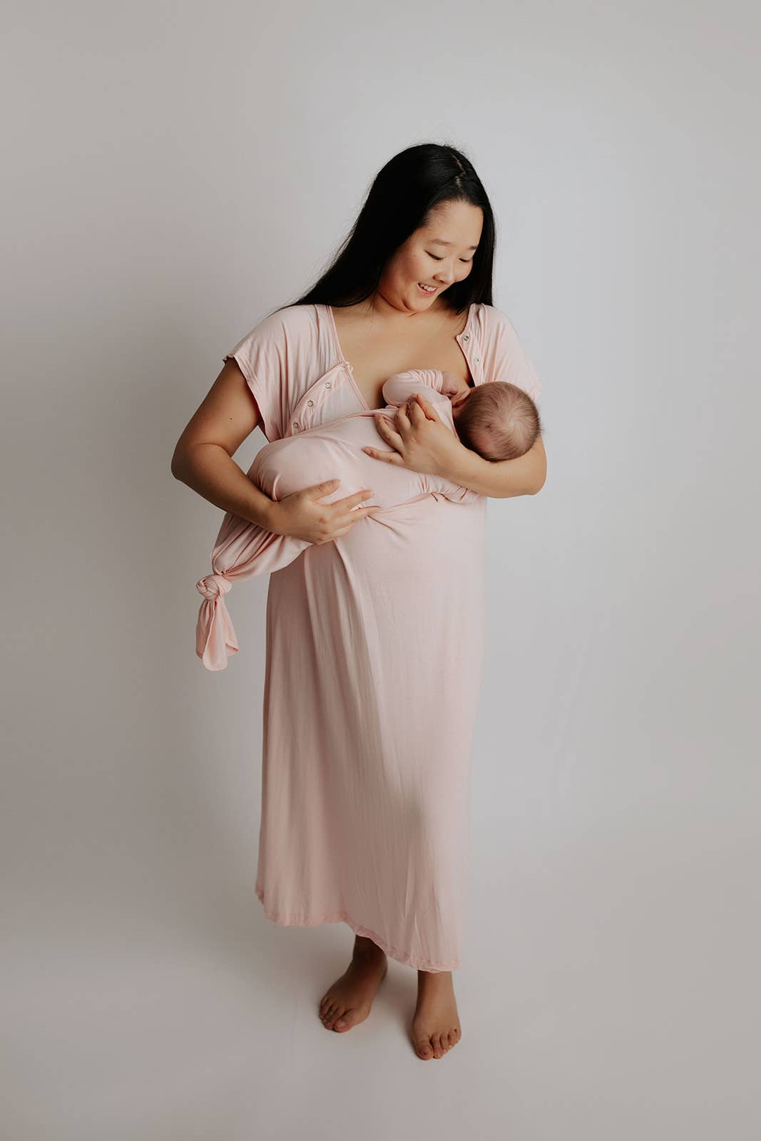 Heavenly Pink Knotted Gown: Gown & Bow