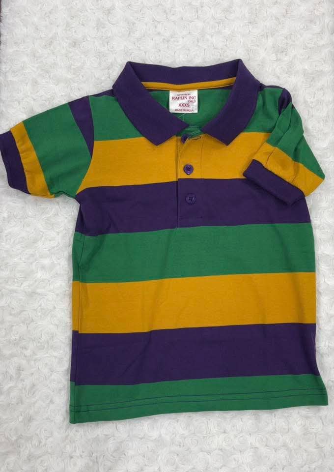 Kids collared Rugby Mardi Gras S/S # 104: XXXS