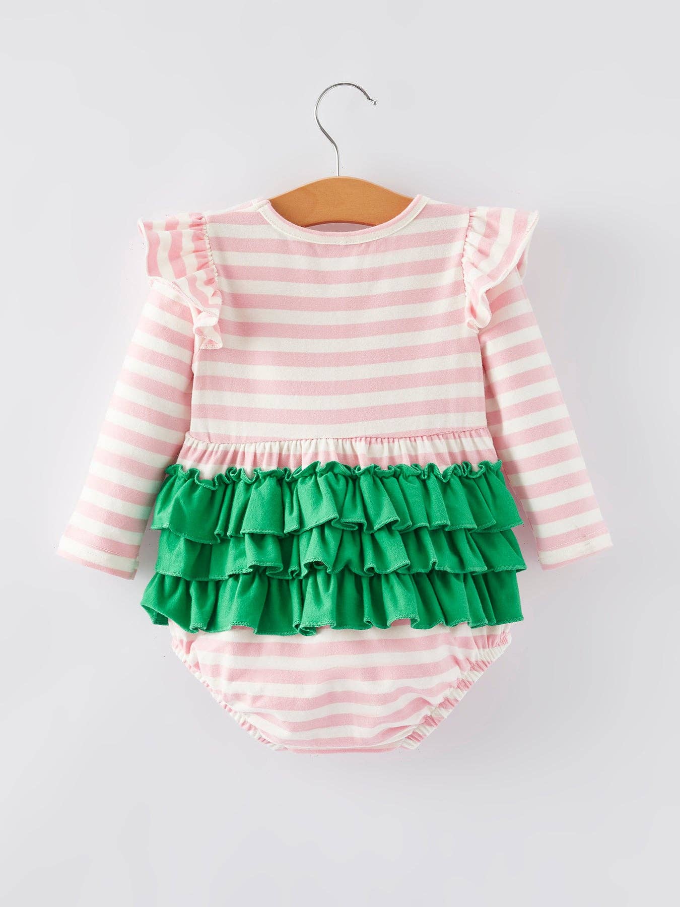 Christmas Tree Smocking Embroidered Girls Romper: 18M