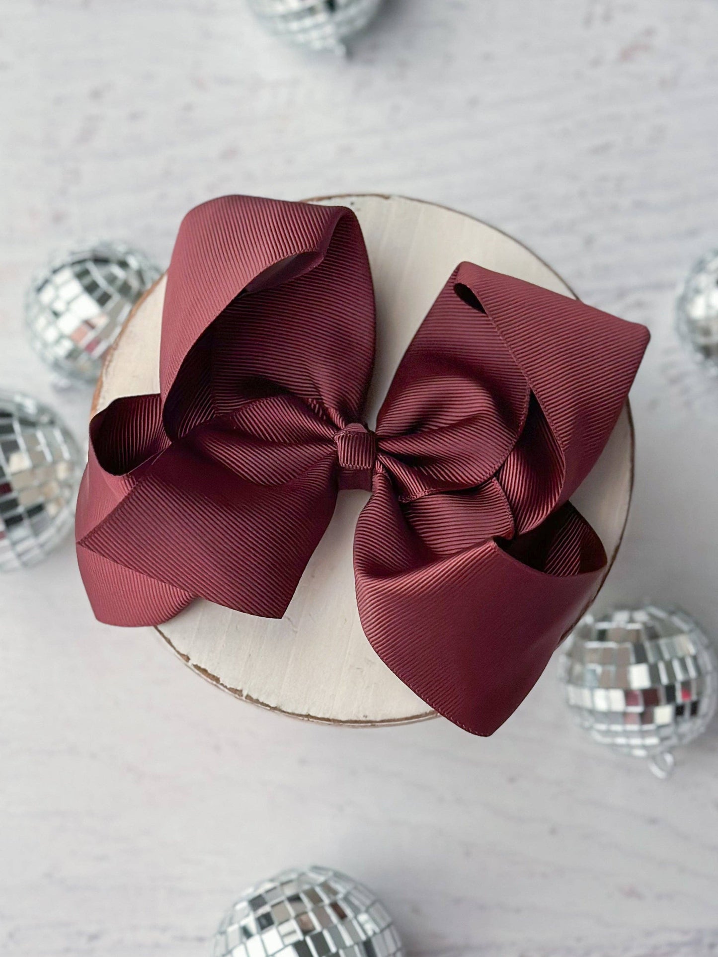 Oversize Grosgrain Hair Bow - Alligator Clip - 5.5": White