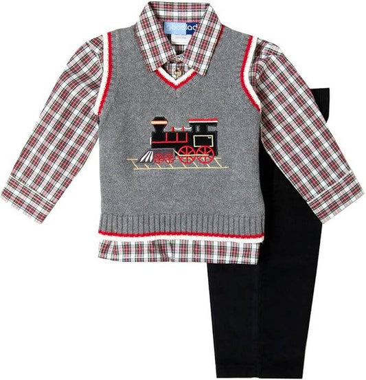 Good Lad 2/7 Boys Grey Train Sweater Vest Set: 5 Years