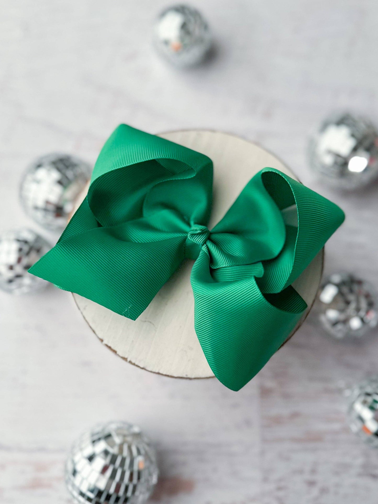 Oversize Grosgrain Hair Bow - Alligator Clip - 5.5": White