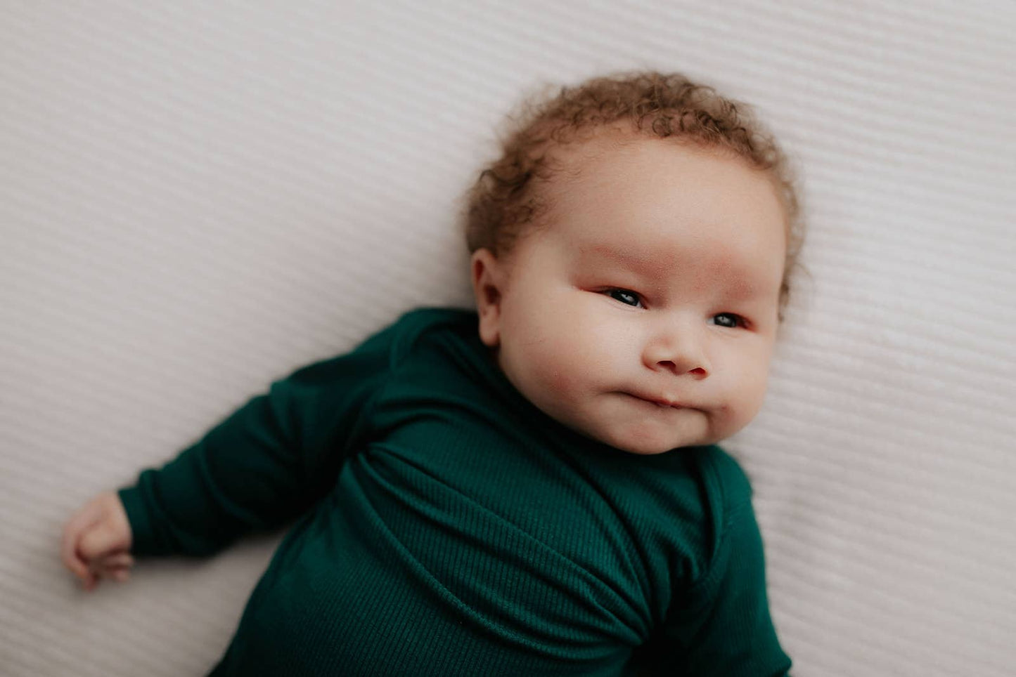 Forest Green Ribbed Knotted Newborn Baby Gown Sleepwear: Gown & Bow