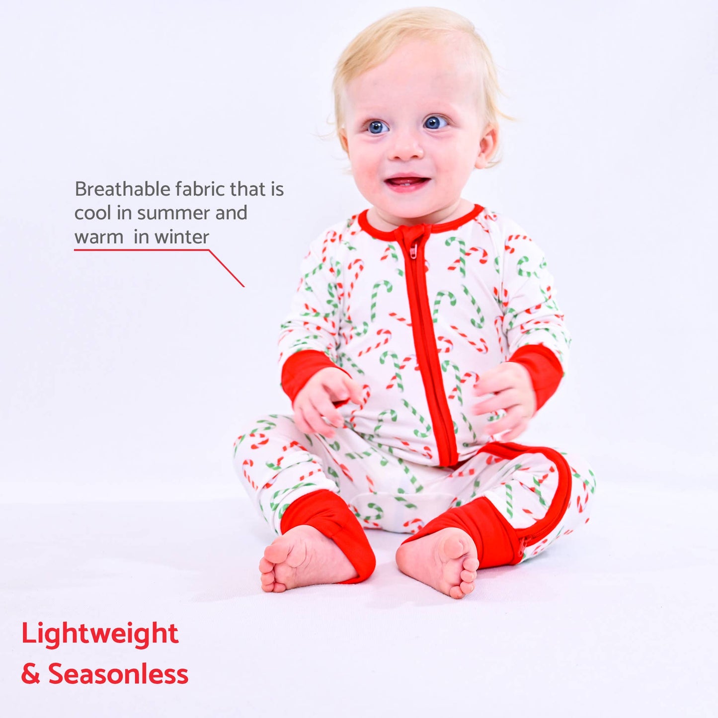 Candy Cane Christmas Holiday Baby Bamboo Pajamas: Newborn