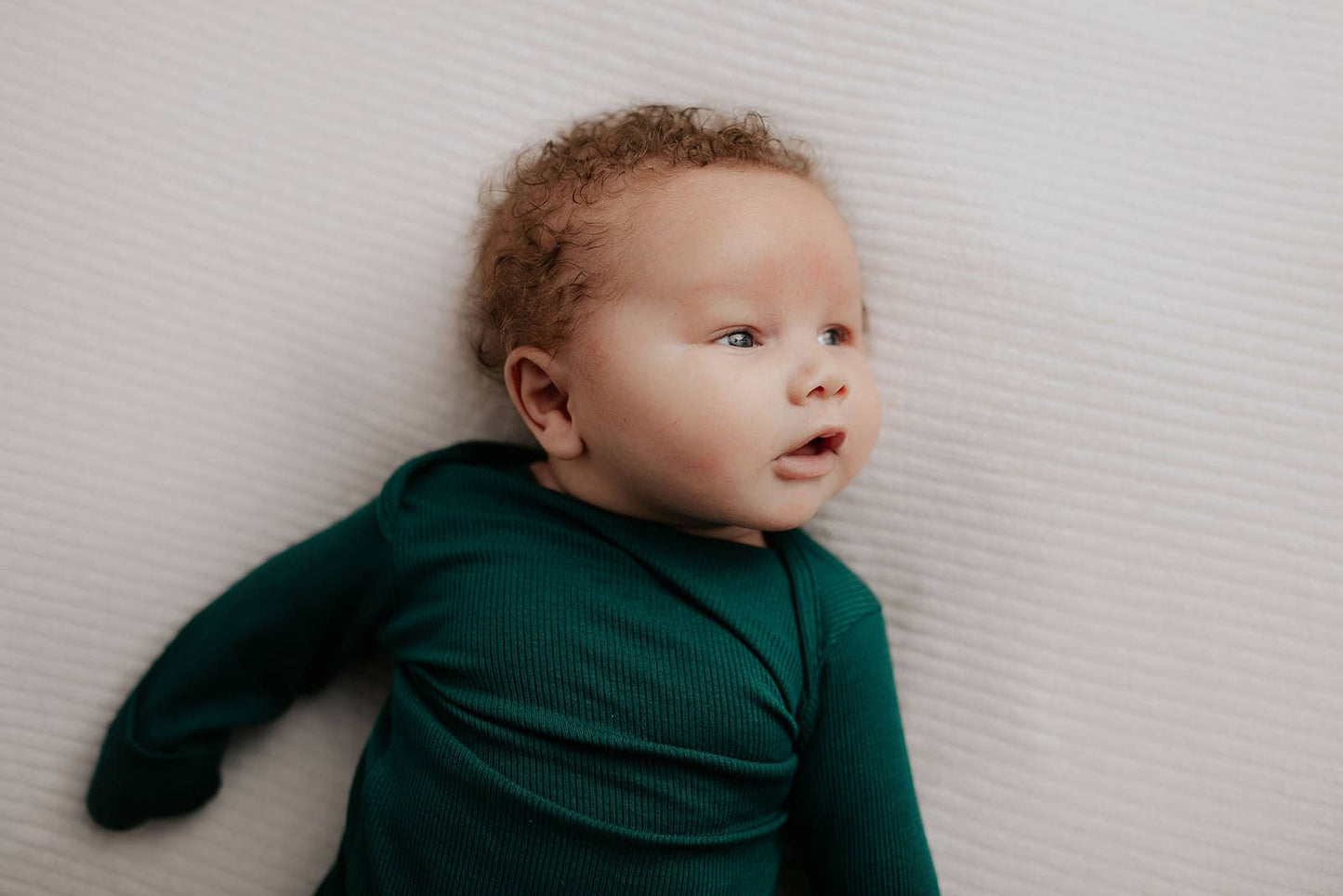 Forest Green Ribbed Knotted Newborn Baby Gown Sleepwear: Gown & Hat