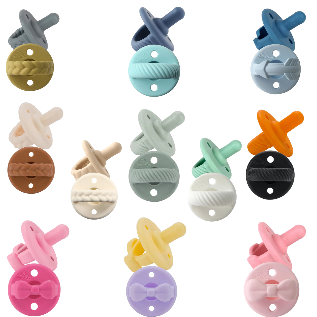 *NEW SIZE* Sweetie Soother™ Pacifier Sets (2-pack): Toast + Buttercream Braids
