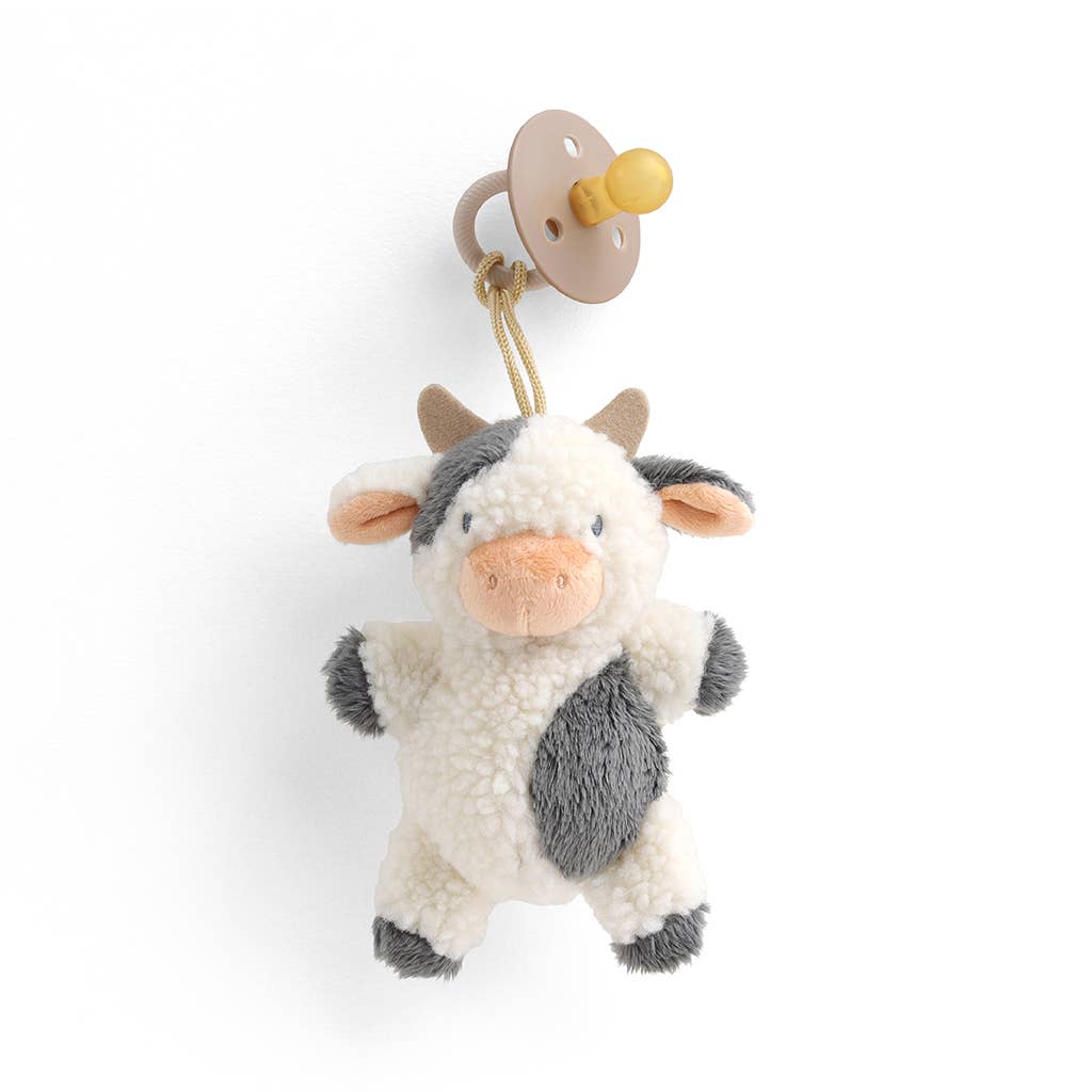 *NEW OPTIONS* Bitzy Pal Natural Rubber Pacifier & Plush: Cow