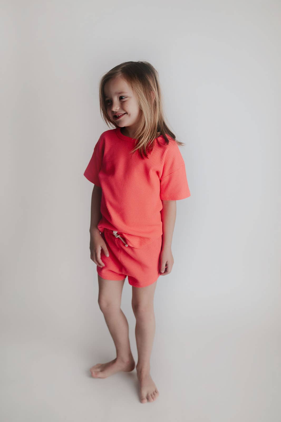 Neon Coral Waffle Set