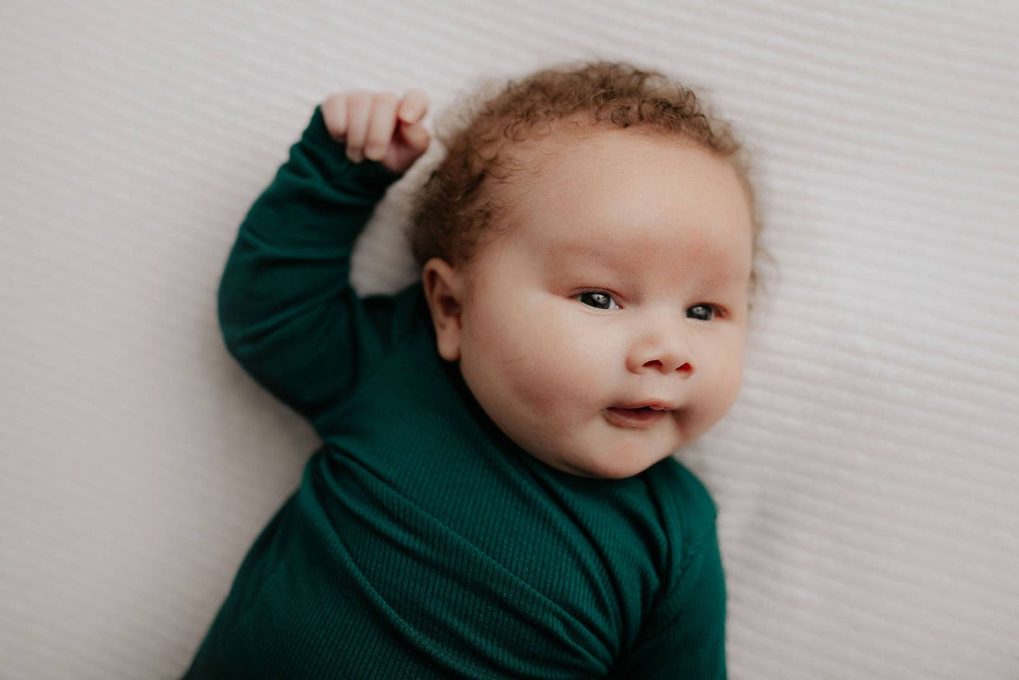 Forest Green Ribbed Knotted Newborn Baby Gown Sleepwear: Gown & Bow
