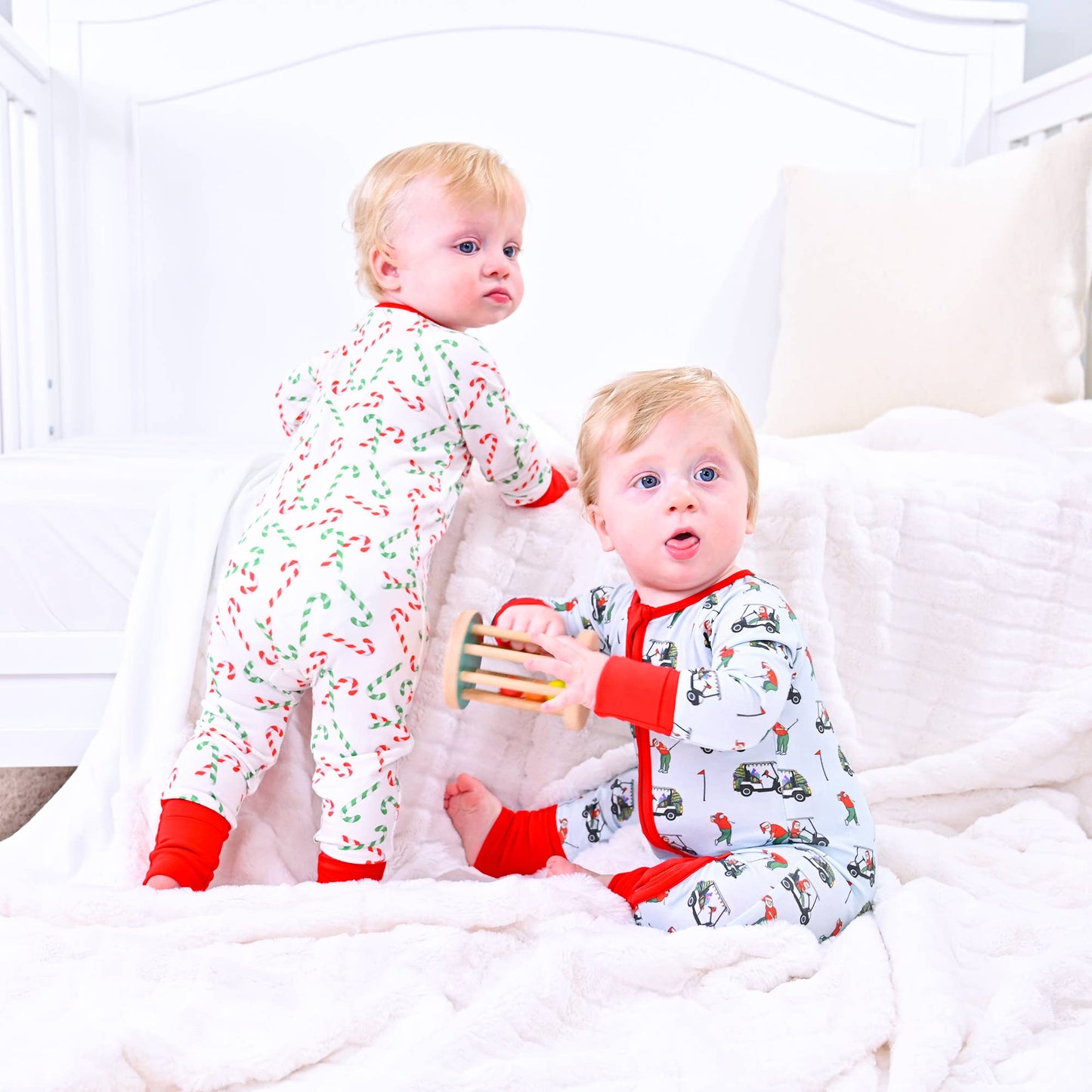 Candy Cane Christmas Holiday Baby Bamboo Pajamas: Newborn