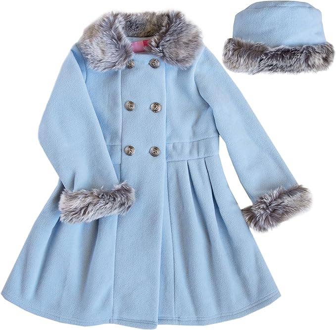 Good Lad Toddler Girl Double Breasted Blue Fleece Coat : 4 years