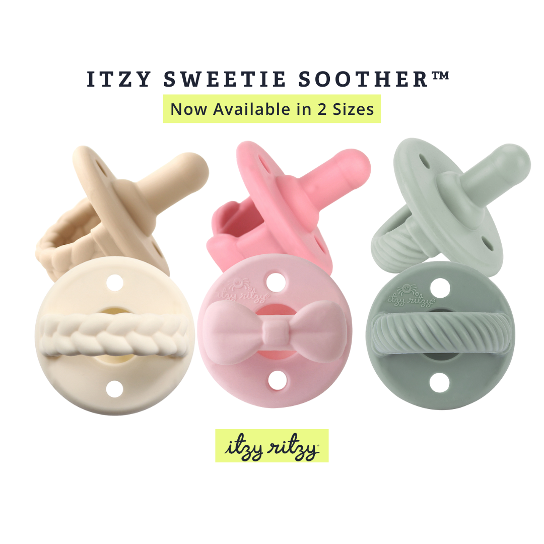 *NEW SIZE* Sweetie Soother™ Pacifier Sets (2-pack): Toast + Buttercream Braids