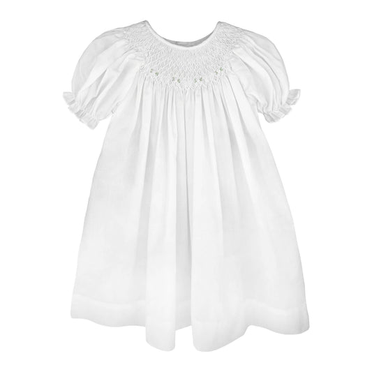 Smocked Daygown with Raglan Embroidery: White / 6 Month
