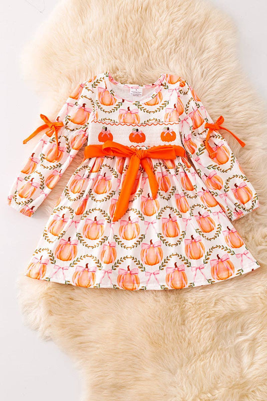 Grandmillenial Pumpkin smocked dress