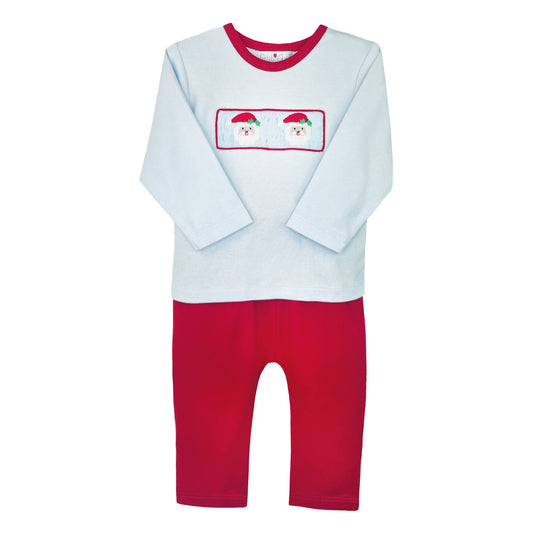 Santa Smocked Knit Top and Pant Set: 2T