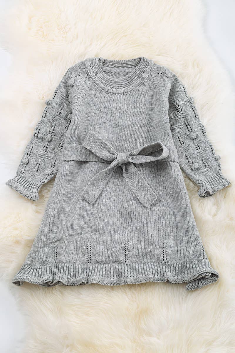 GRAY KNIT LONG SLEEVE DRESS