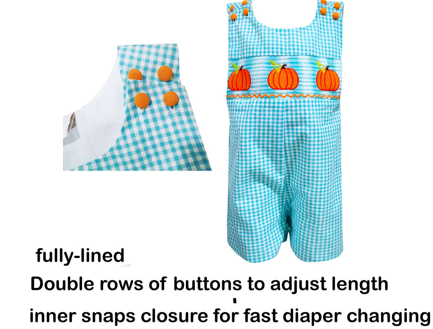 Baby Boys Fall Harvest Pumpkin Gingham Jon Shortall: 18 Months