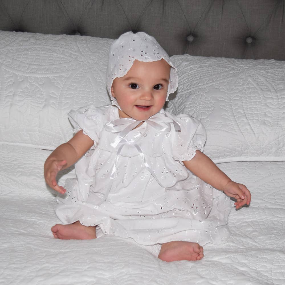 Eyelet Lace Christening Gown: 12 Month