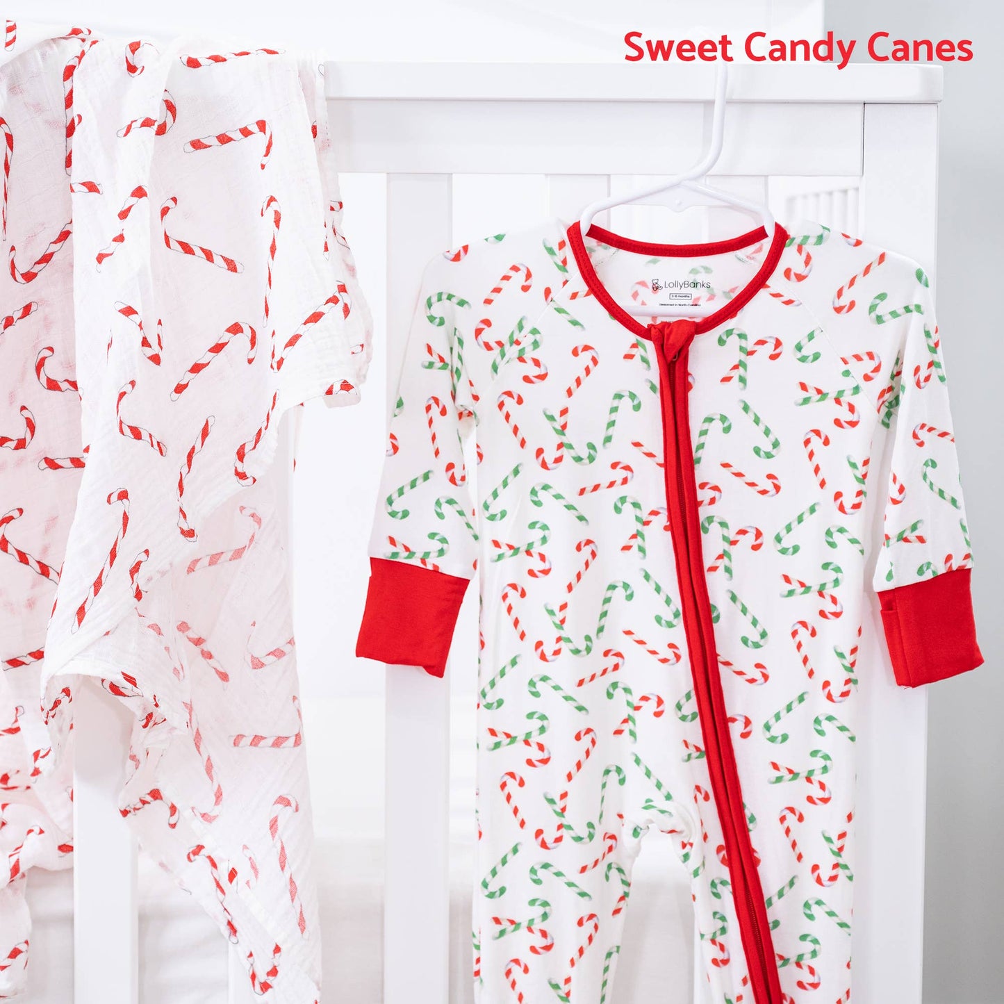 Candy Cane Christmas Holiday Baby Bamboo Pajamas: Newborn