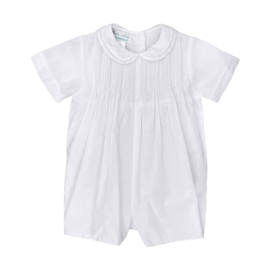 Romper with Pintucks: White / 9 Month