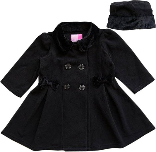 Good Lad Black Fleece Dresscoat with Velvet Trim and Hat: 2 Years