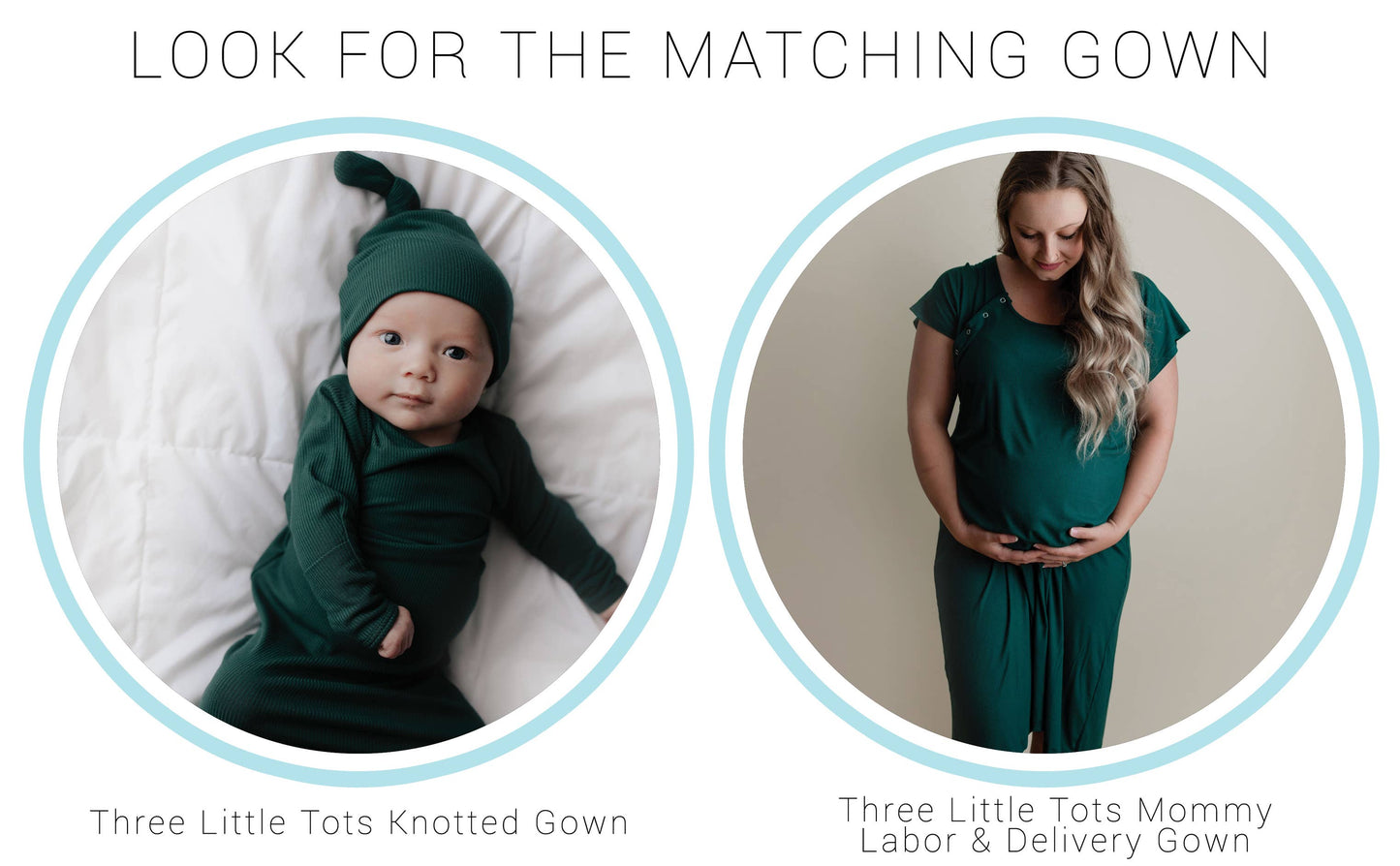Forest Green Ribbed Knotted Newborn Baby Gown Sleepwear: Gown & Bow