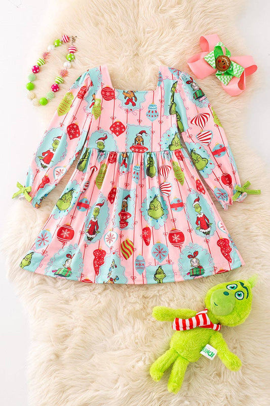 Pink Grinc* printed girls dress. DRG52181 SOL: XL