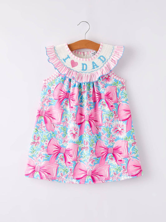 “I ❤ DAD ”Embroidery Smocking Baby Girls Dress: 2