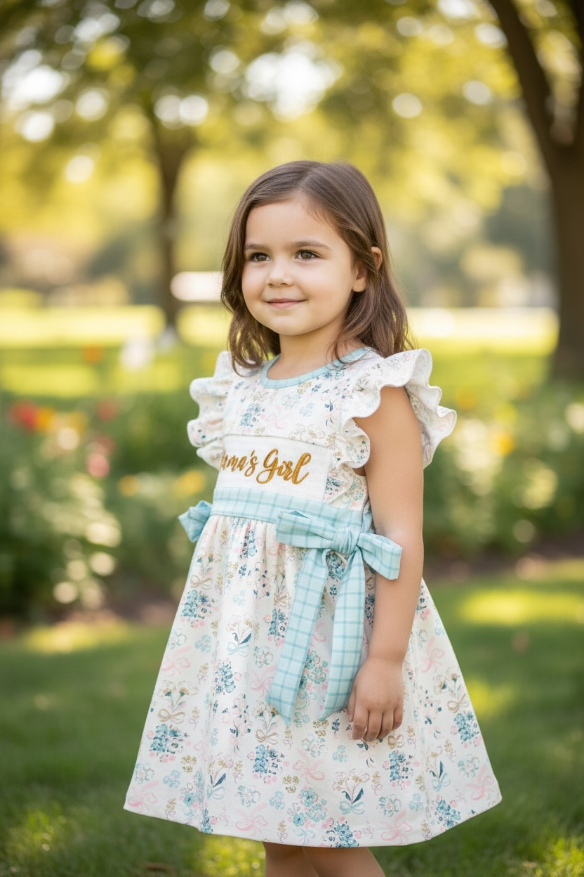 Floral "Mama's Girl" Dress- Machine Smocked