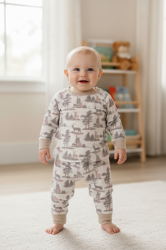 Cute wilderness printed pajama set. BLP080709-JEA: 4T