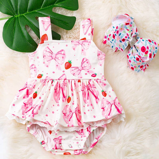 Sweet Baby strawberries and Bows onesie