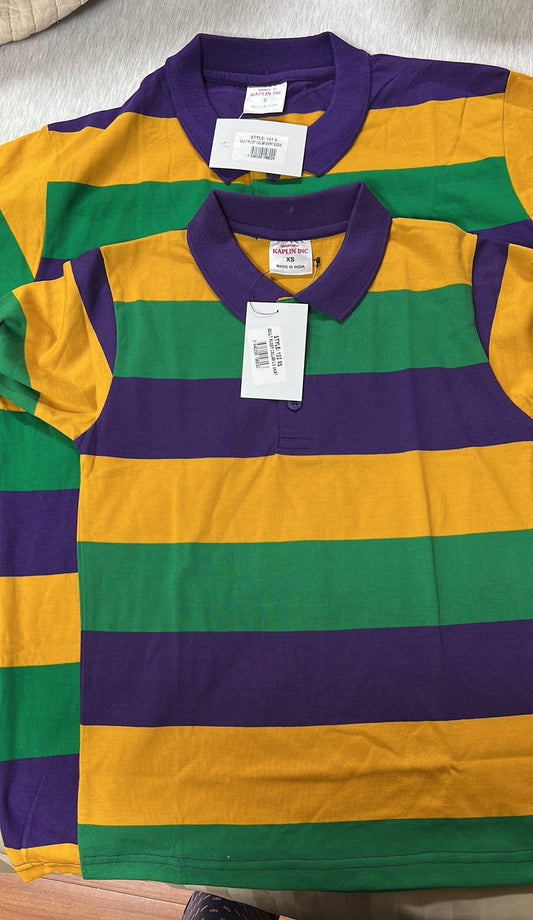 Kids collared Rugby Mardi Gras S/S # 104: XXXS