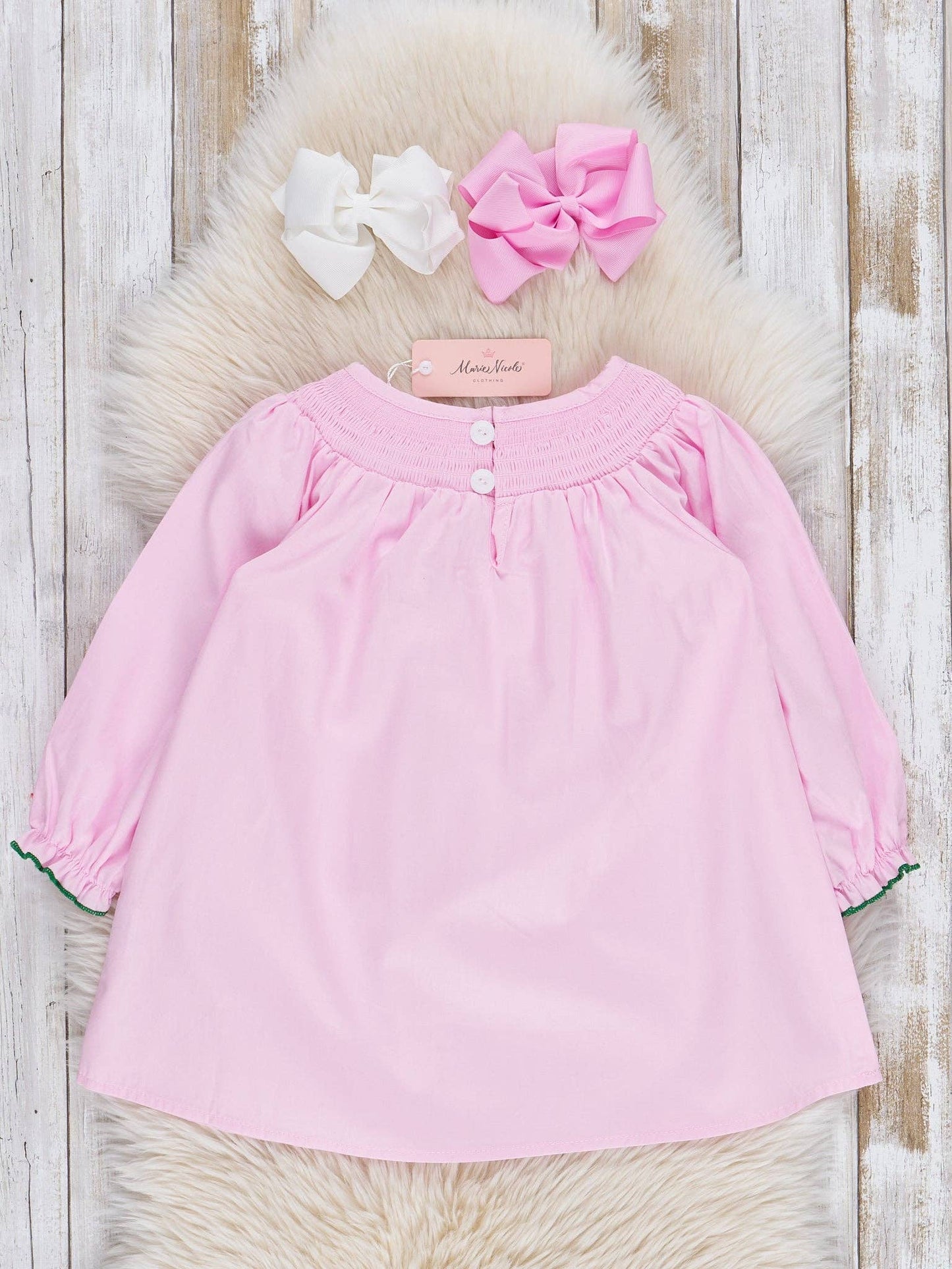 Pink Smocked Holiday Berries Cotton Dress: S(2yrs)